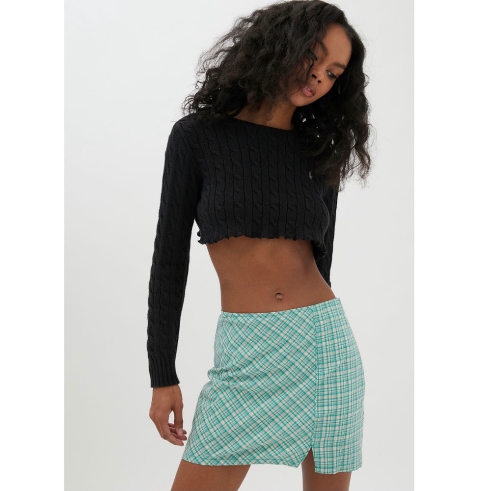 UO Krista Plaid Notched Mini Skirt